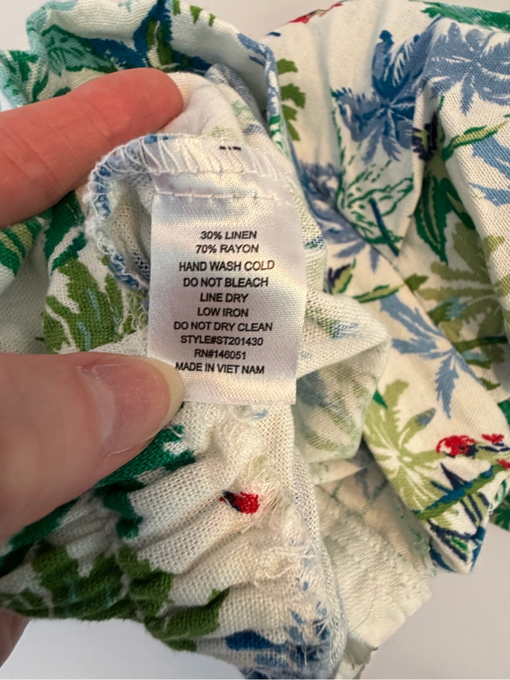 Monteau White Palm Print Linen Blend Women’s Shorts with Green & Blue Size Small - Picture 7 of 7